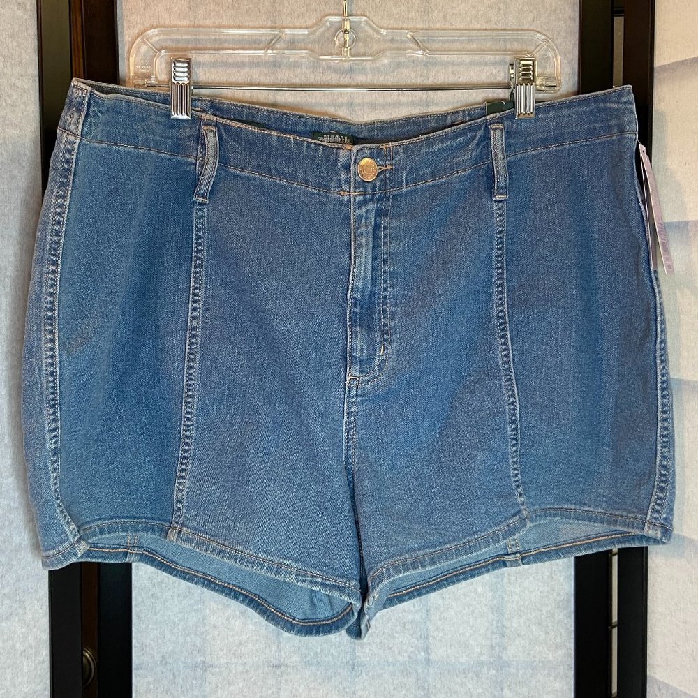 Wild Fable Super High Rise Seamed Shortie Denim Jean Shorts Medium Blue Wash NWT - Picture 1 of 11